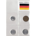 Germania DDR serietta composta da 1 - 5 - 10 - 20 Pfennig anni vari